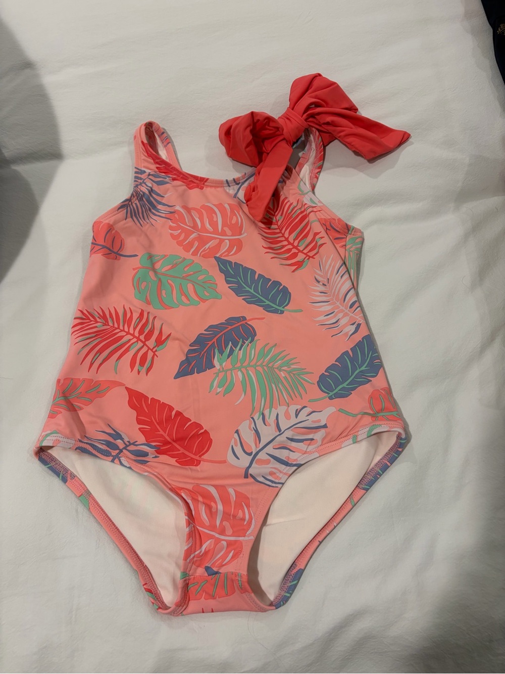 The Beaufort Bonnet Co TBBC Pink Tropical One-Piece Swim with Shoulder Bow 6